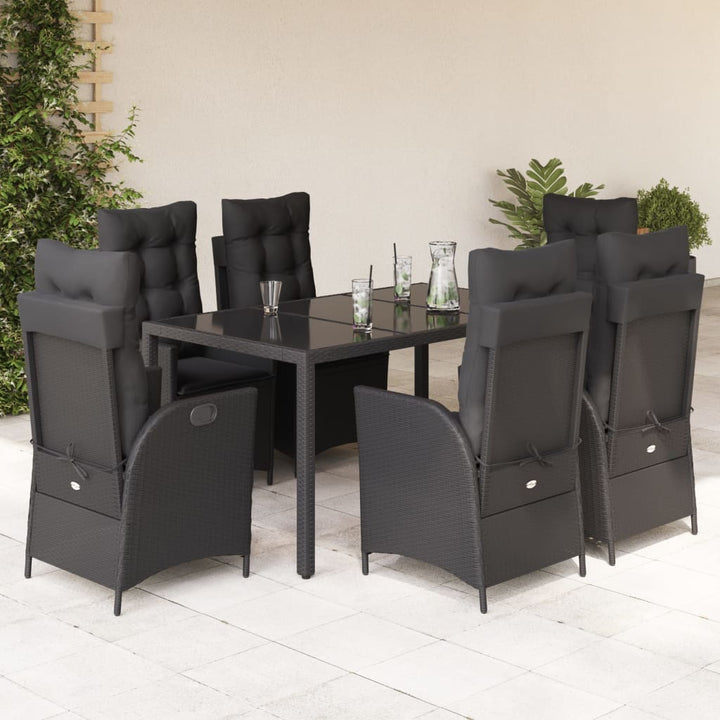 Set Mobilier De Grădină Cu Perne, 5 Piese, , Poliratan Negru
