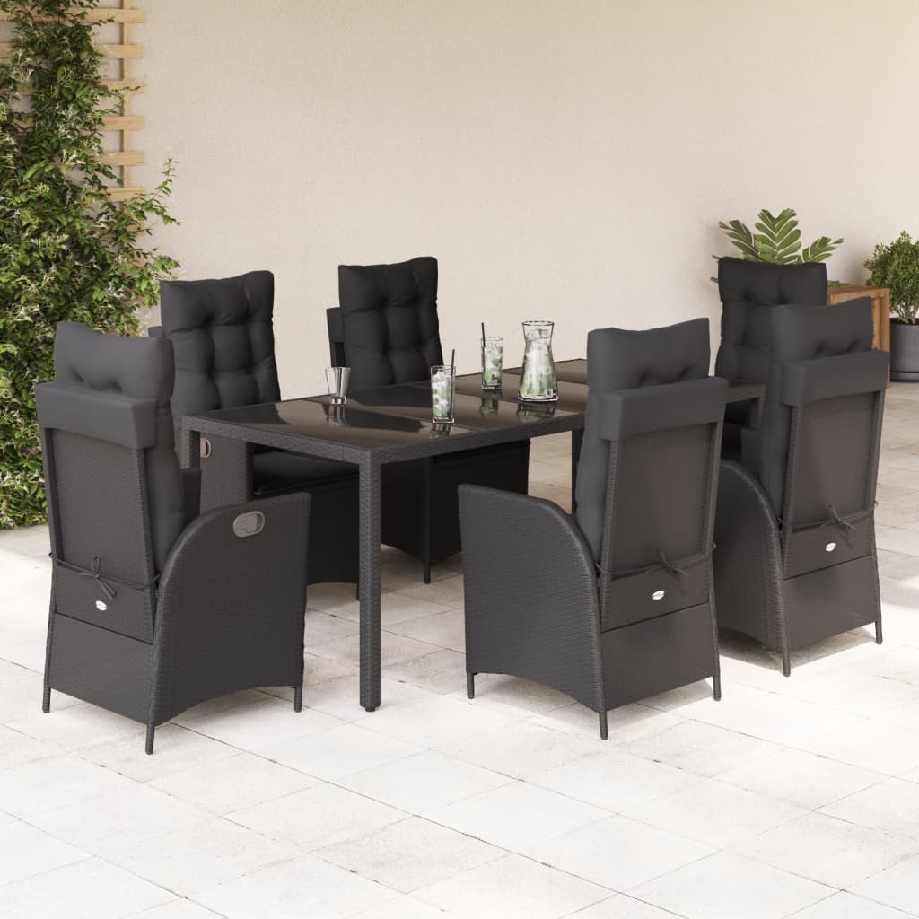 Set Mobilier De Grădină Cu Perne, 5 Piese, , Poliratan Negru
