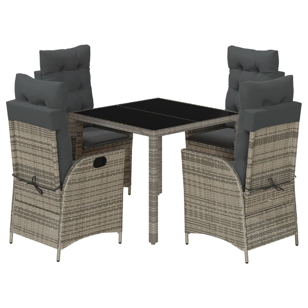 Set Mobilier De Grădină Cu Perne, 5 Piese, , Poliratan Gri