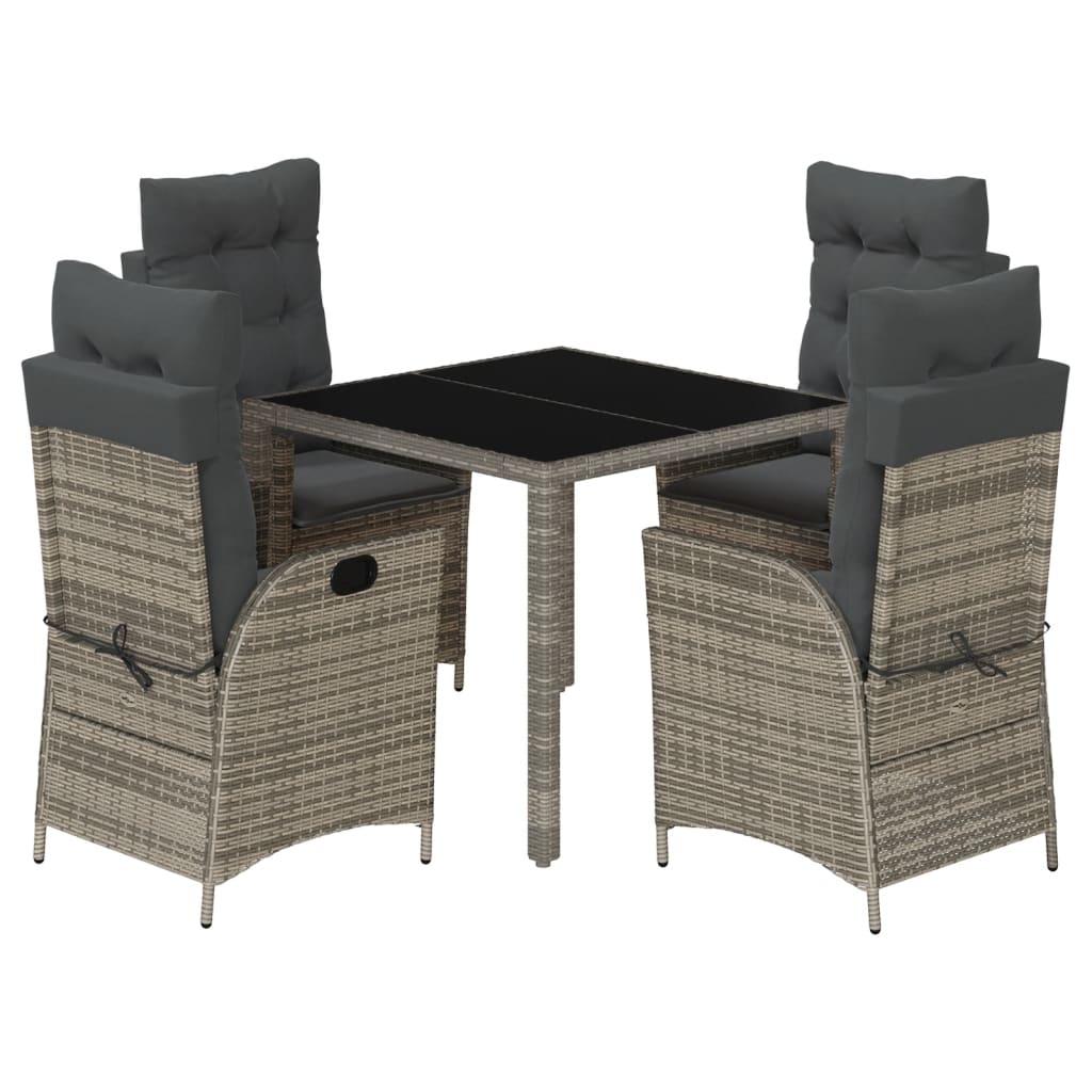 Set Mobilier De Grădină Cu Perne, 5 Piese, , Poliratan Gri