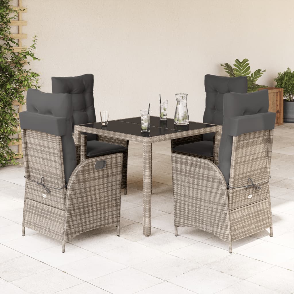 Set Mobilier De Grădină Cu Perne, 5 Piese, , Poliratan Gri