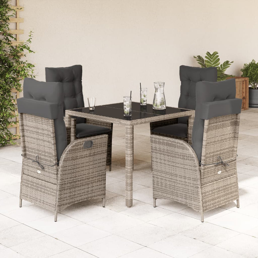 Set Mobilier De Grădină Cu Perne, 5 Piese, , Poliratan Gri
