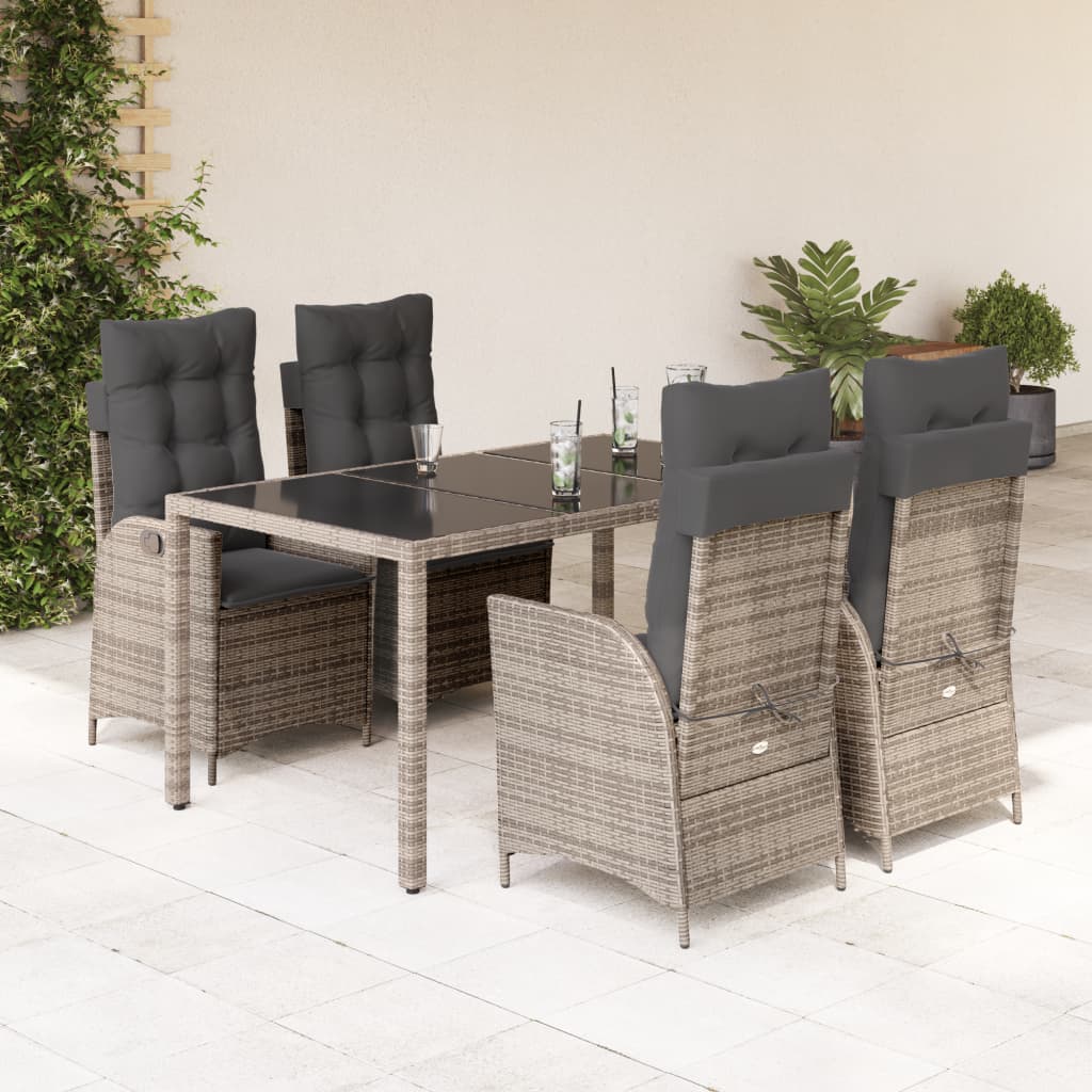 Set Mobilier De Grădină Cu Perne, 5 Piese, , Poliratan Gri
