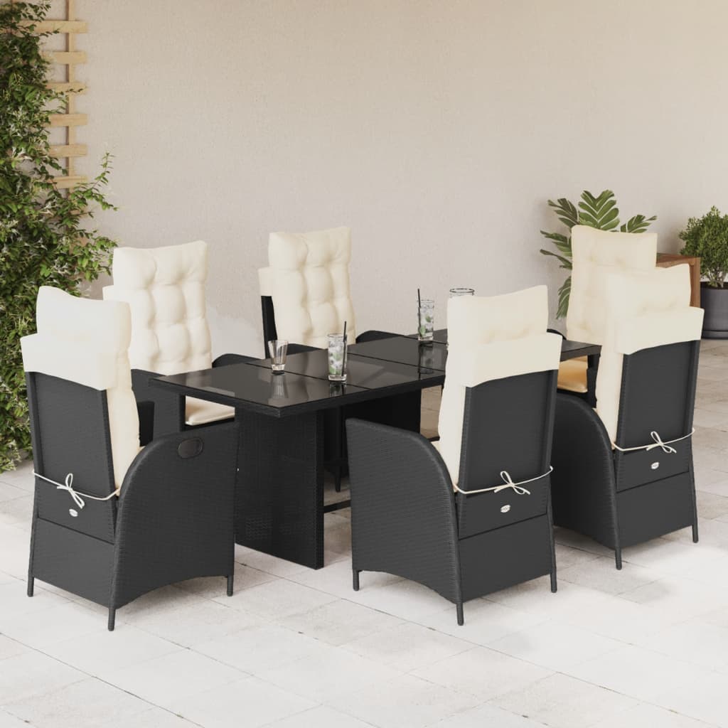 Set Mobilier De Grădină Cu Perne, 7 Piese Poliratan