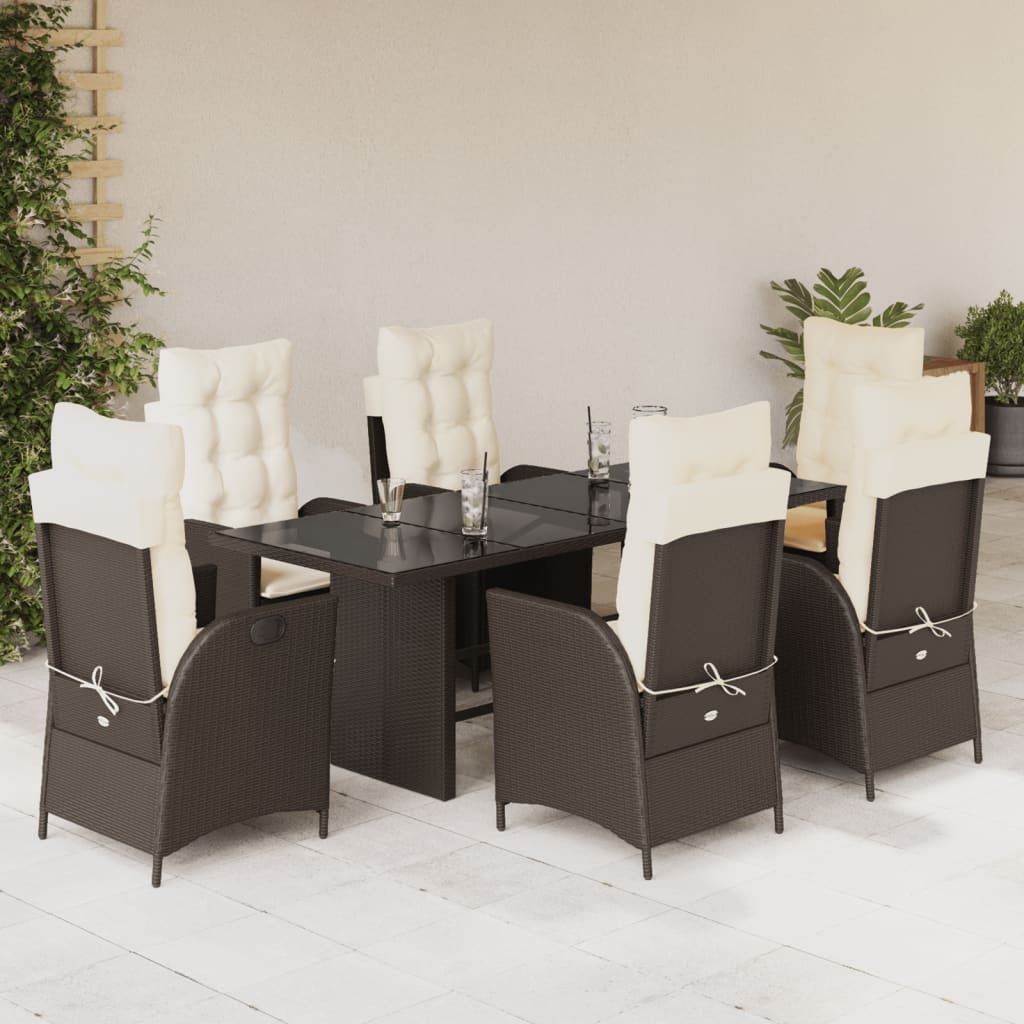 Set Mobilier De Grădină Cu Perne, 7 Piese Poliratan