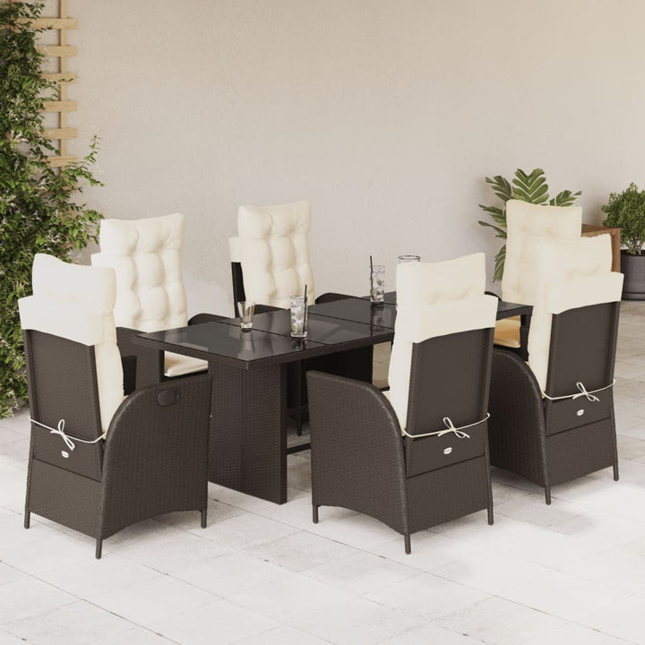 Set Mobilier De Grădină Cu Perne, 7 Piese Poliratan
