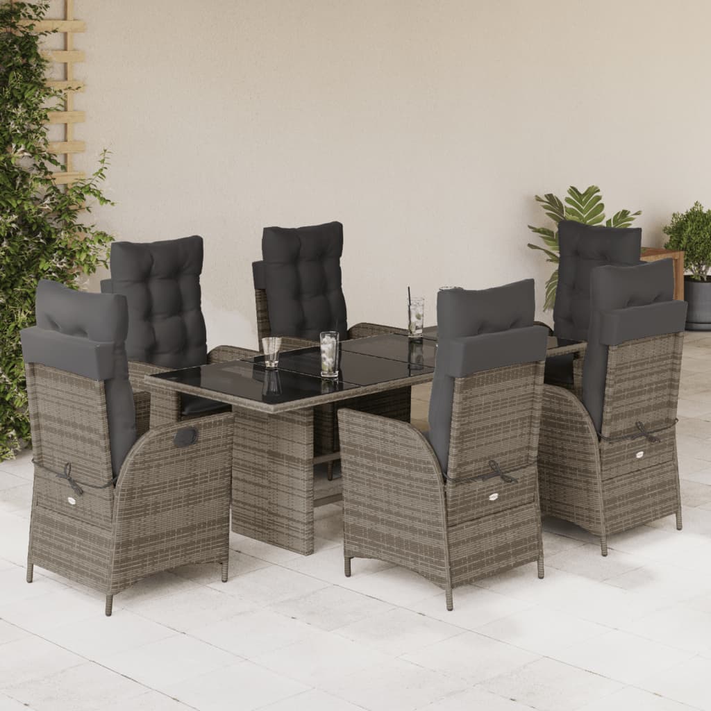 Set Mobilier De Grădină Cu Perne, 7 Piese Poliratan