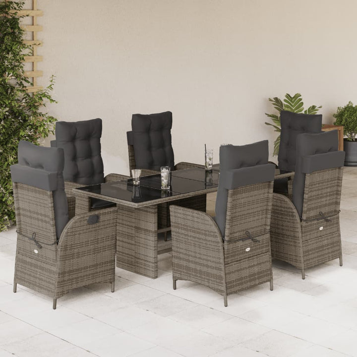 Set Mobilier De Grădină Cu Perne, 7 Piese Poliratan