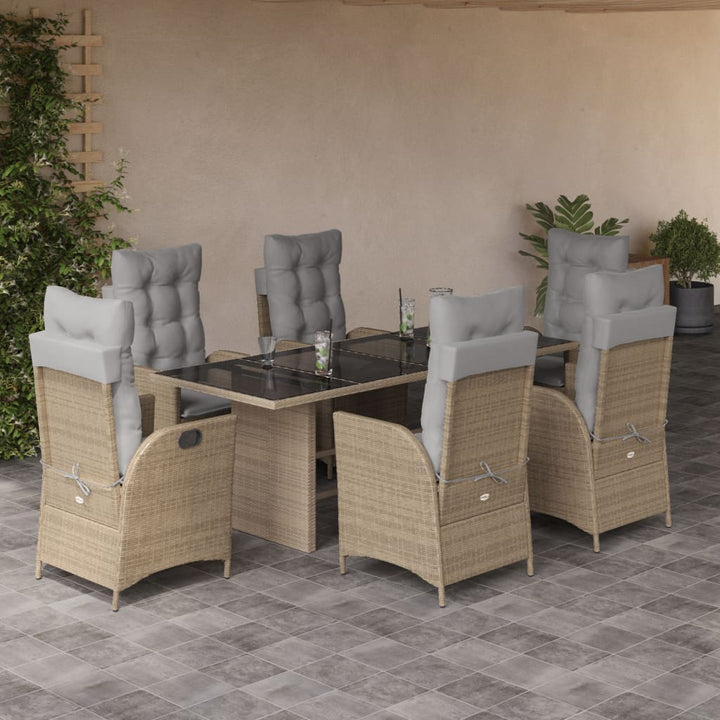 Set Mobilier De Grădină Cu Perne, 7 Piese Poliratan