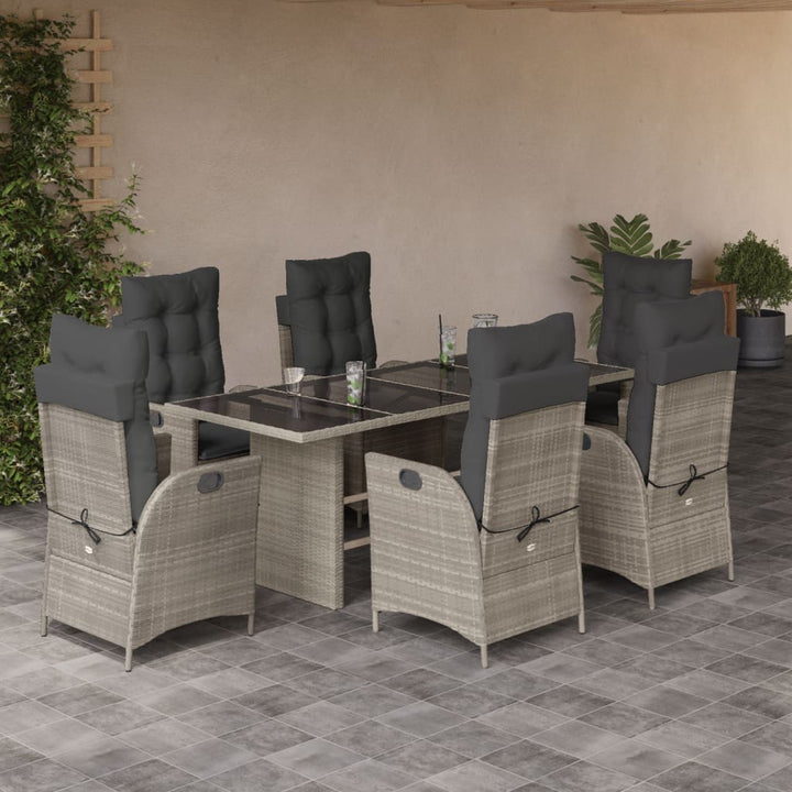 Set Mobilier De Grădină Cu Perne, 7 Piese Poliratan