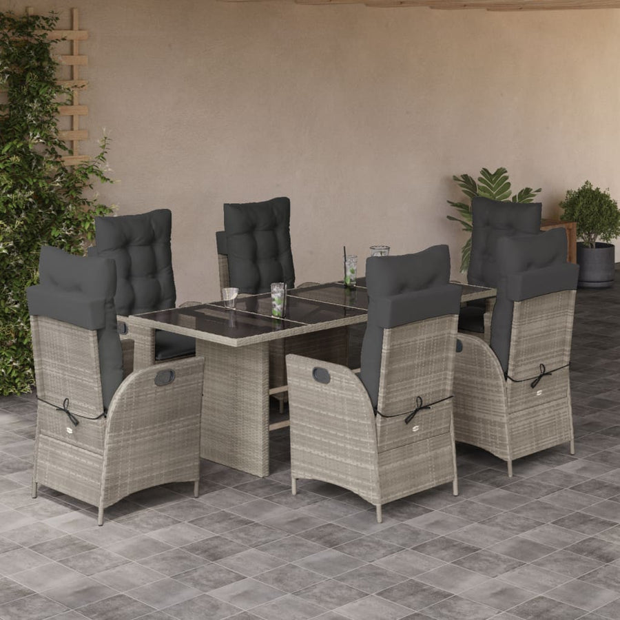 Set Mobilier De Grădină Cu Perne, 7 Piese Poliratan