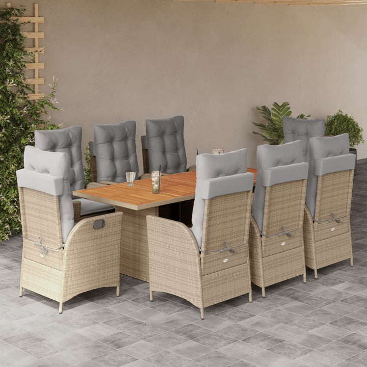 Set De Masă Pentru Grădină, 7 Piese, Cu Perne, Bej, Poliratan