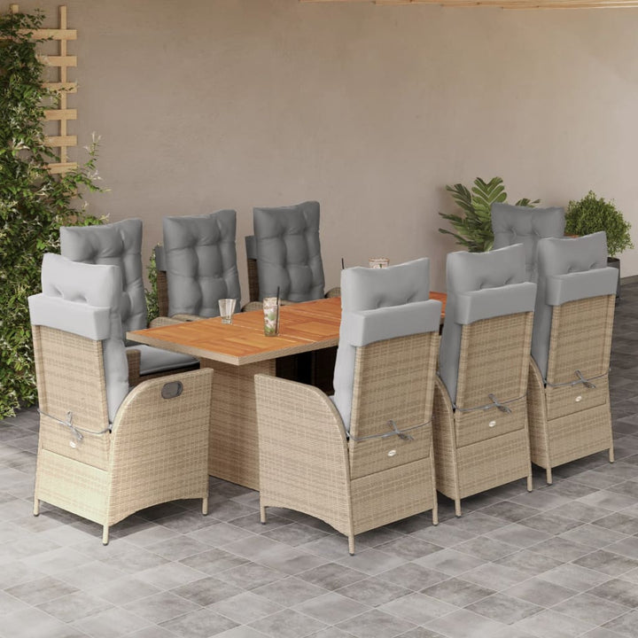 Set De Masă Pentru Grădină, 7 Piese, Cu Perne, Bej, Poliratan