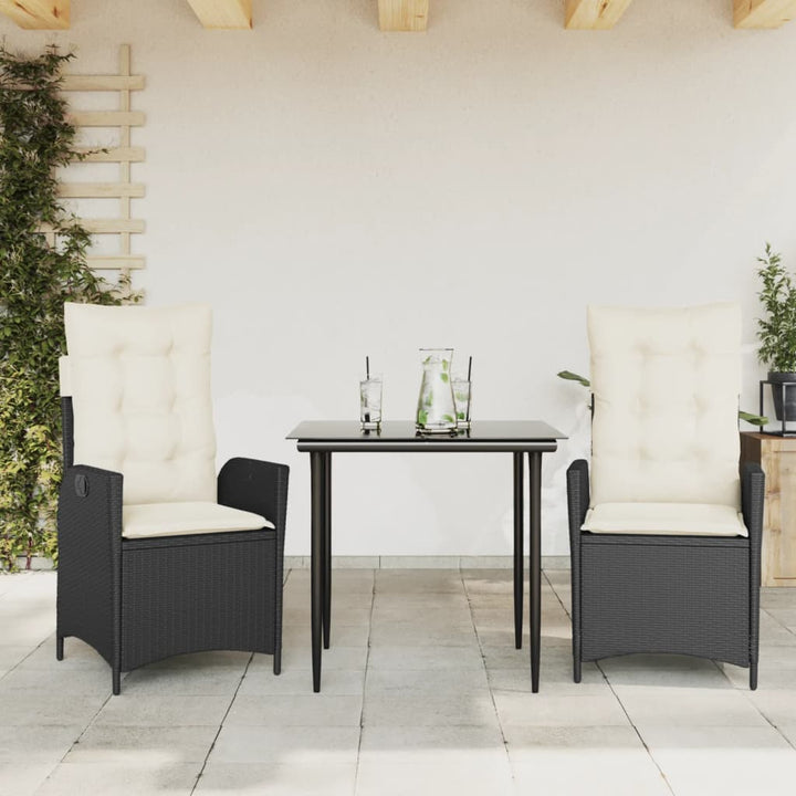 Set Mobilier De Grădină Cu Perne, 9 Piese, Negru, Poliratan Negru Și Crem