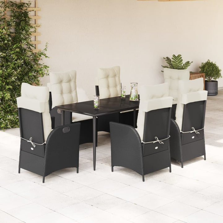 Set Mobilier De Grădină Cu Perne, 9 Piese, Negru, Poliratan Negru Și Crem