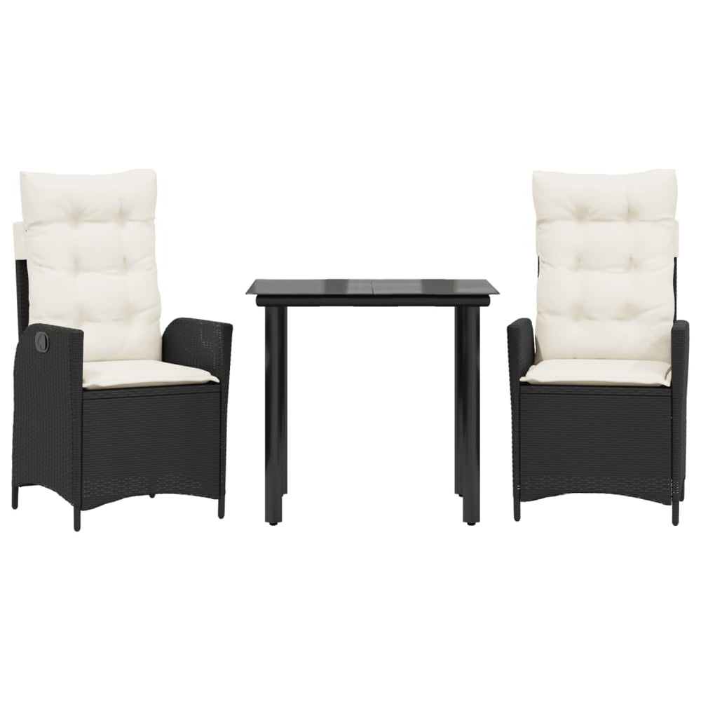 Set Mobilier De Grădină Cu Perne, 3 Piese, , Poliratan Negru