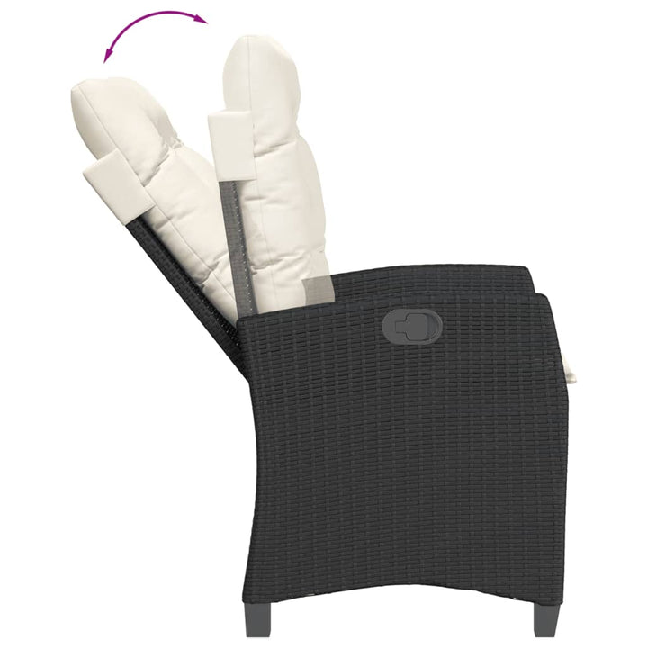 Set Mobilier De Grădină Cu Perne, 3 Piese, , Poliratan Negru