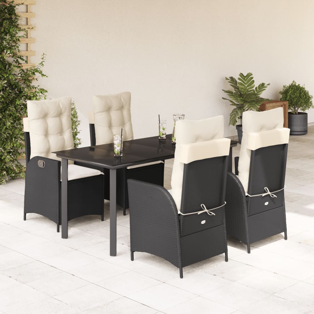 Set Mobilier De Grădină Cu Perne, 3 Piese, , Poliratan Negru
