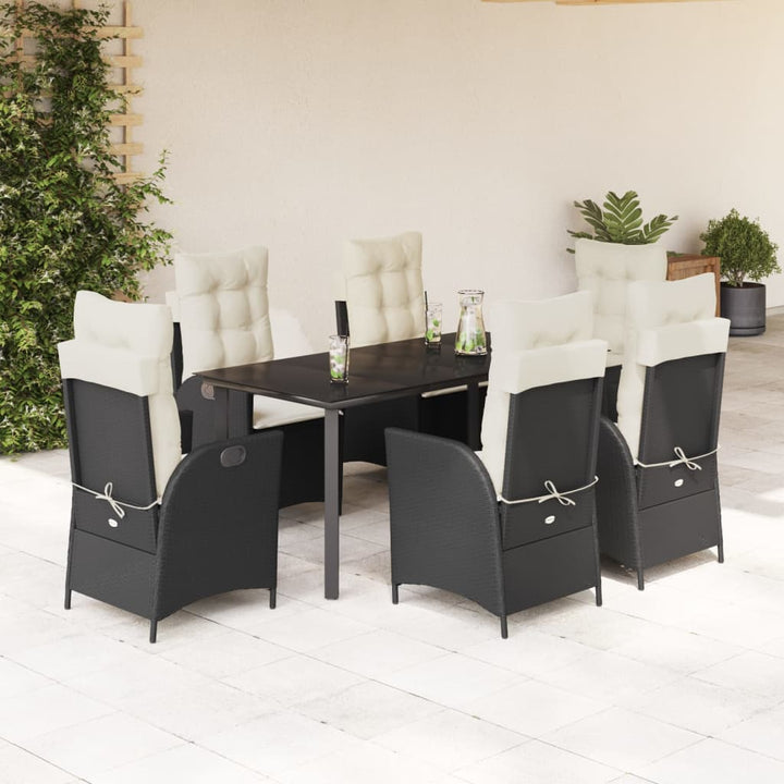 Set Mobilier De Grădină Cu Perne, 9 Piese, Negru, Poliratan Negru Și Crem