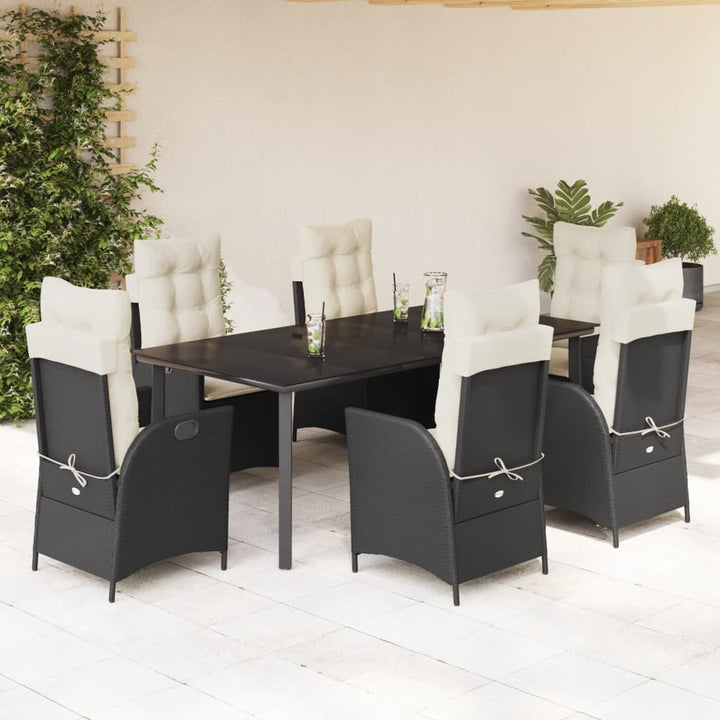 Set Mobilier De Grădină Cu Perne, 3 Piese, , Poliratan Negru