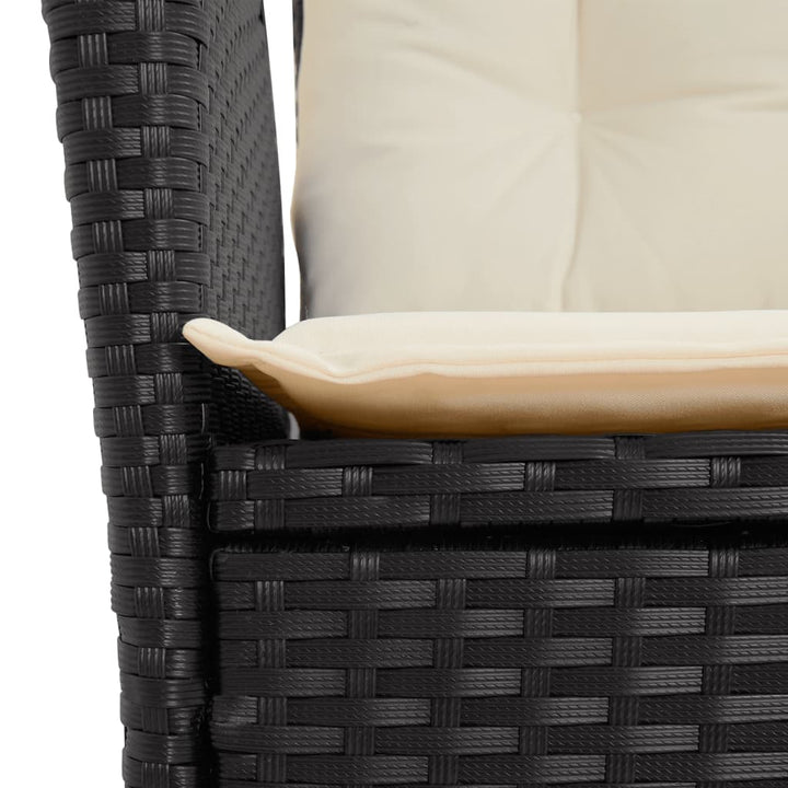 Set Mobilier De Grădină Cu Perne, 9 Piese, Negru, Poliratan Negru Și Crem