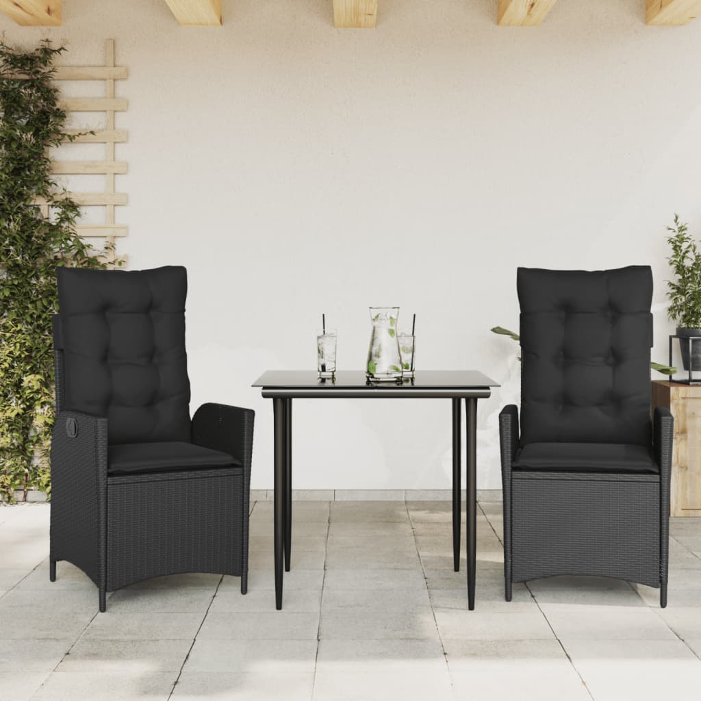 Set Mobilier De Grădină Cu Perne, 5 Piese, Negru, Poliratan
