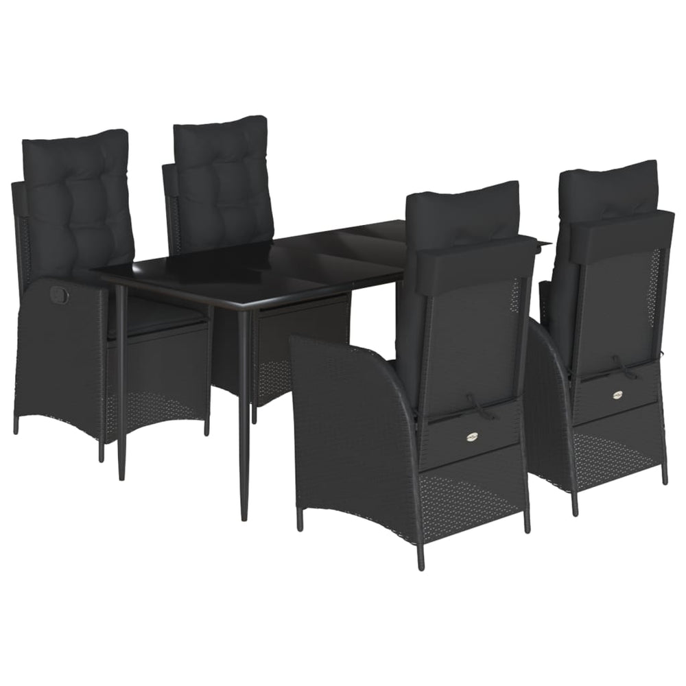 Set Mobilier De Grădină Cu Perne, 5 Piese, Negru, Poliratan