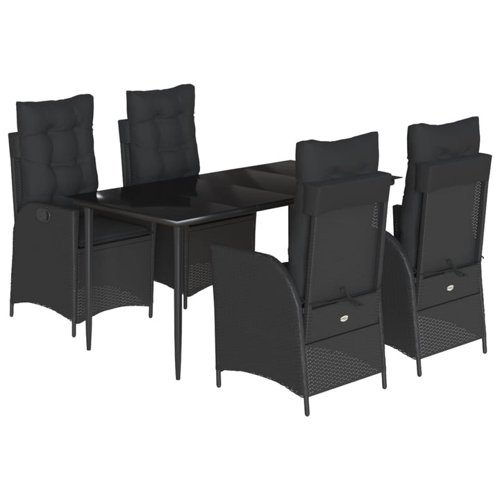 Set Mobilier De Grădină Cu Perne, 5 Piese, Negru, Poliratan