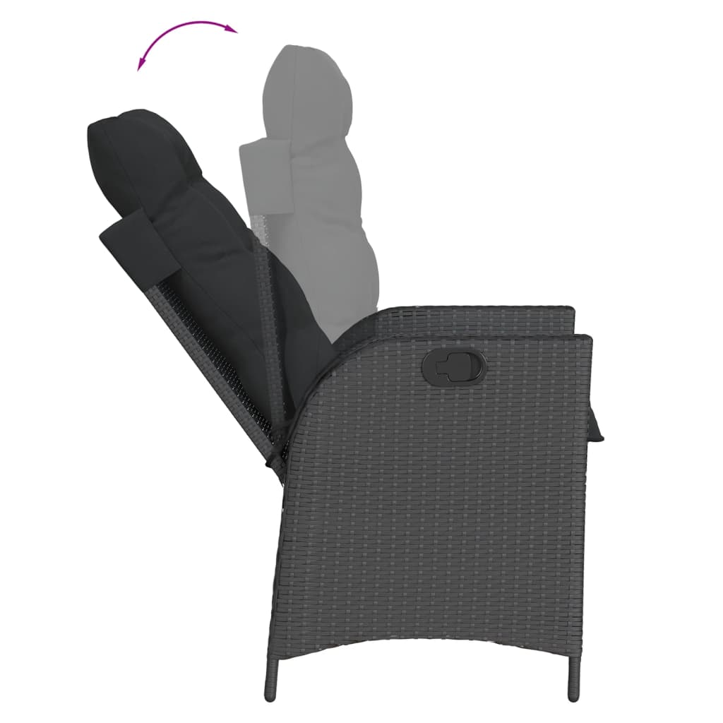 Set Mobilier De Grădină Cu Perne, 5 Piese, Negru, Poliratan