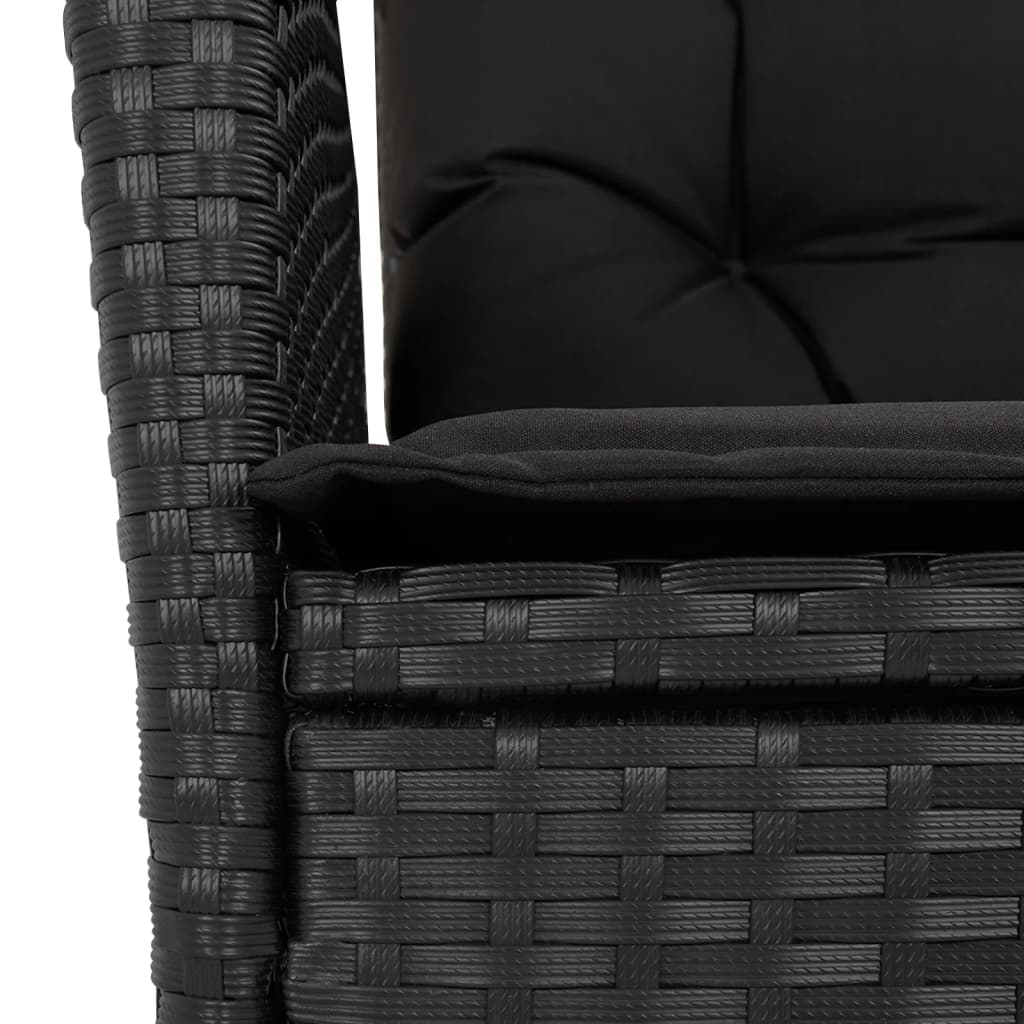 Set Mobilier De Grădină Cu Perne, 5 Piese, Negru, Poliratan