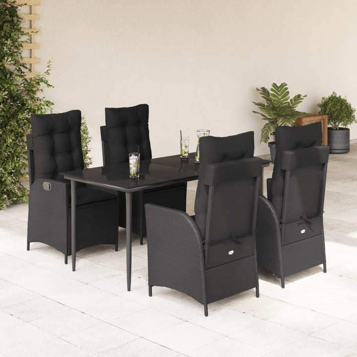 Set Mobilier De Grădină Cu Perne, 5 Piese, Negru, Poliratan