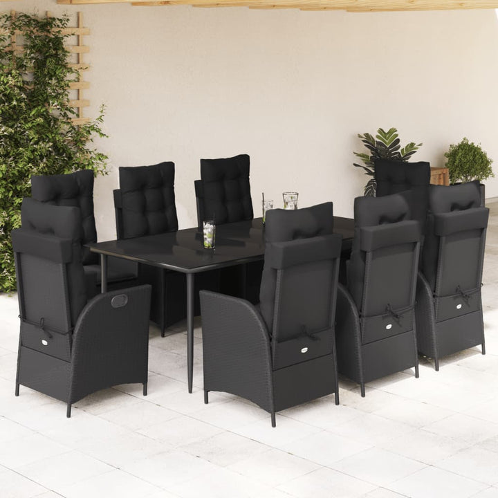 Set Mobilier De Grădină Cu Perne, 5 Piese, Negru, Poliratan