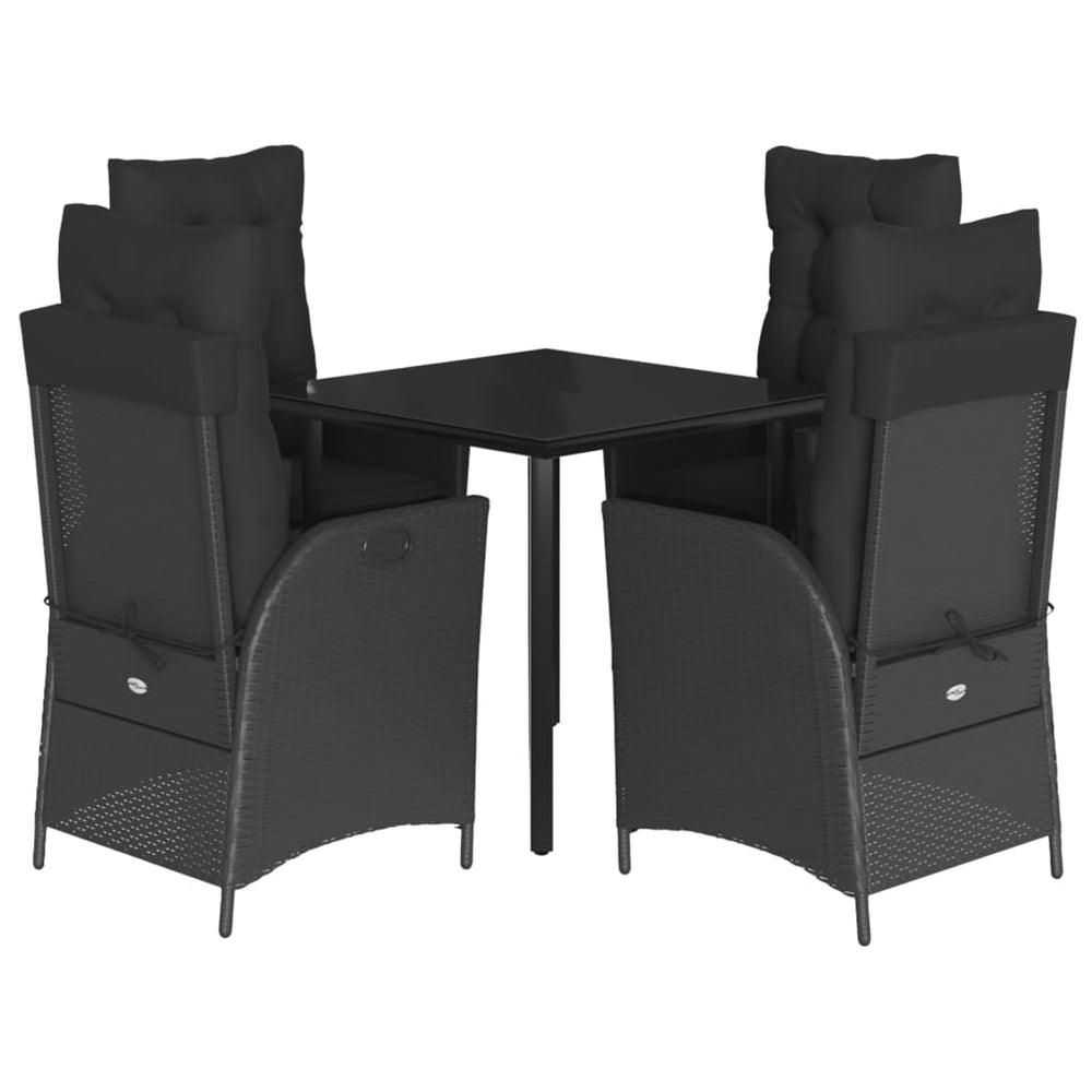 Set Mobilier De Grădină Cu Perne, 5 Piese, Negru, Poliratan