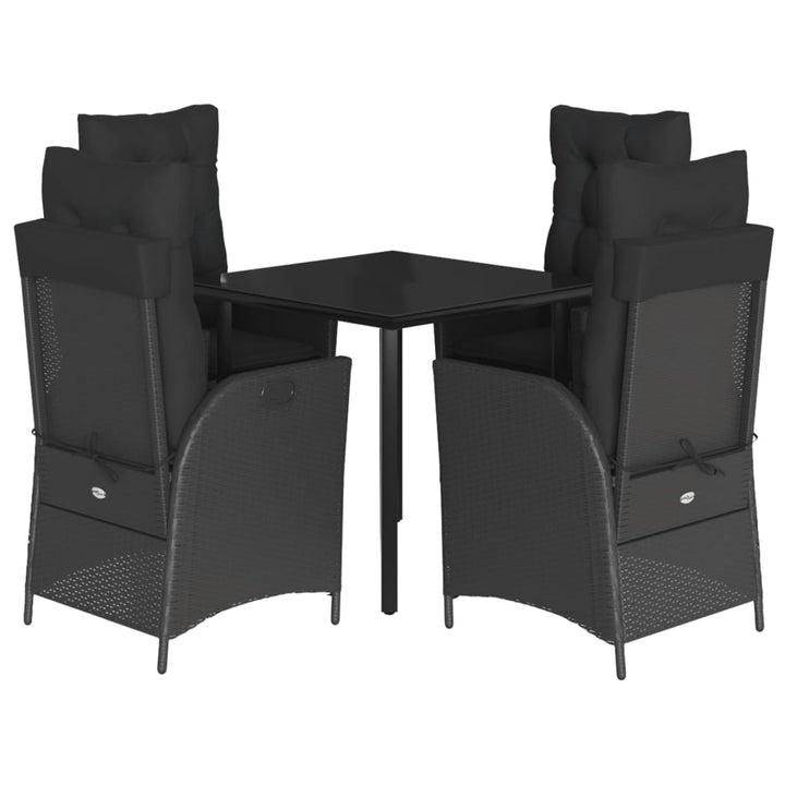 Set Mobilier De Grădină Cu Perne, 5 Piese, Negru, Poliratan