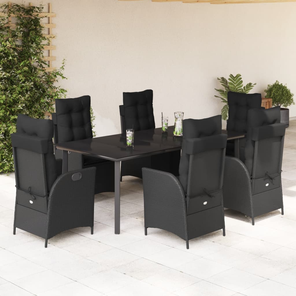 Set Mobilier De Grădină Cu Perne, 5 Piese, Negru, Poliratan