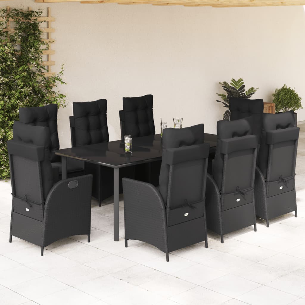 Set Mobilier De Grădină Cu Perne, 5 Piese, Negru, Poliratan