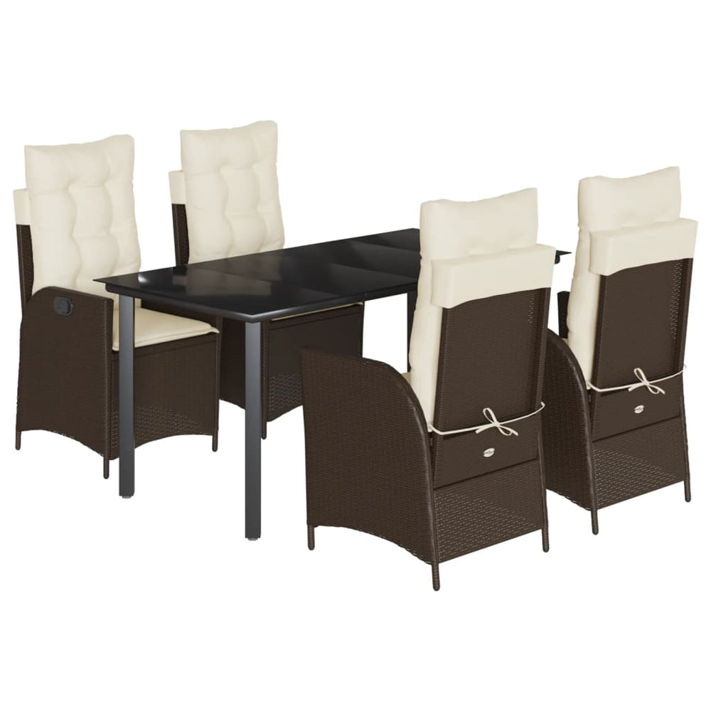 Set Mobilier De Grădină, 5 Piese, Cu Perne, Maro, Poliratan