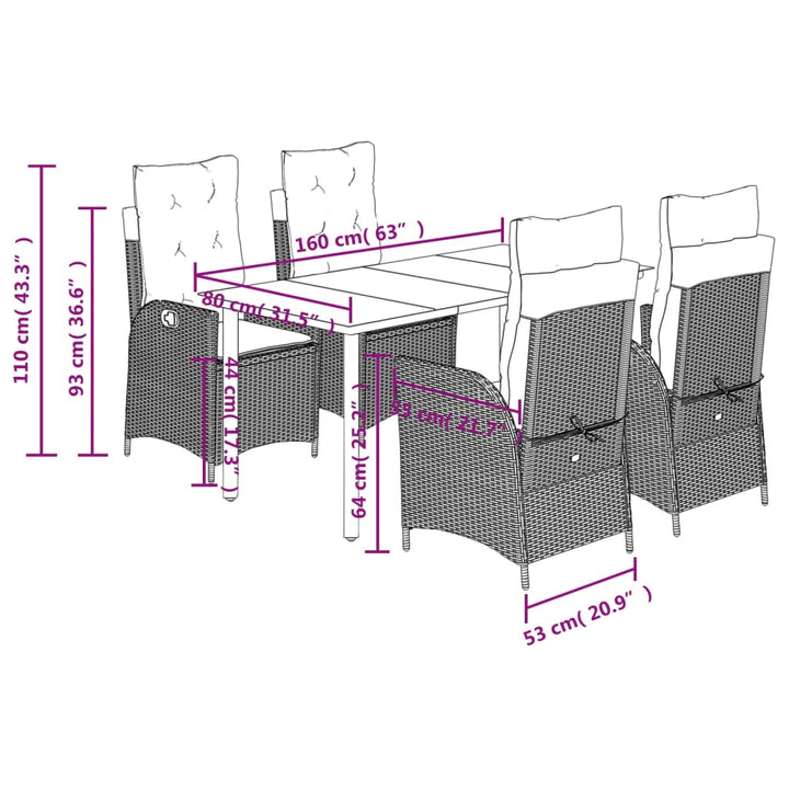 Set Mobilier De Grădină, 5 Piese, Cu Perne, Maro, Poliratan