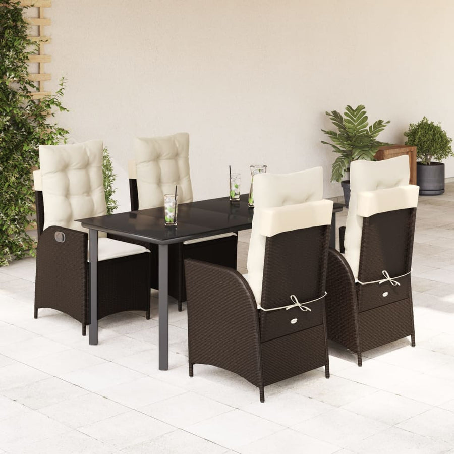 Set Mobilier De Grădină, 5 Piese, Cu Perne, Maro, Poliratan