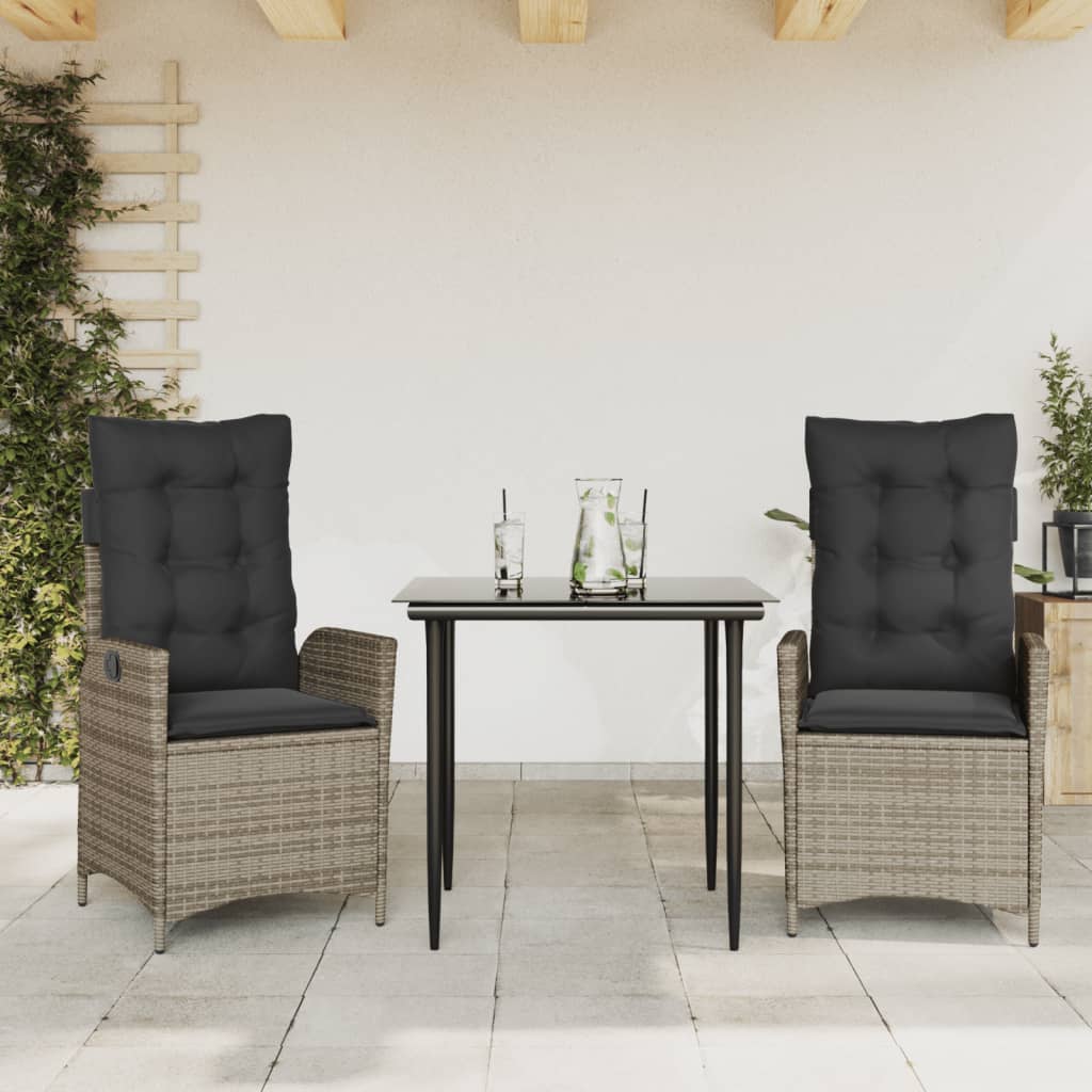 Set Mobilier De Grădină Cu Perne, 5 Piese, Gri, Poliratan