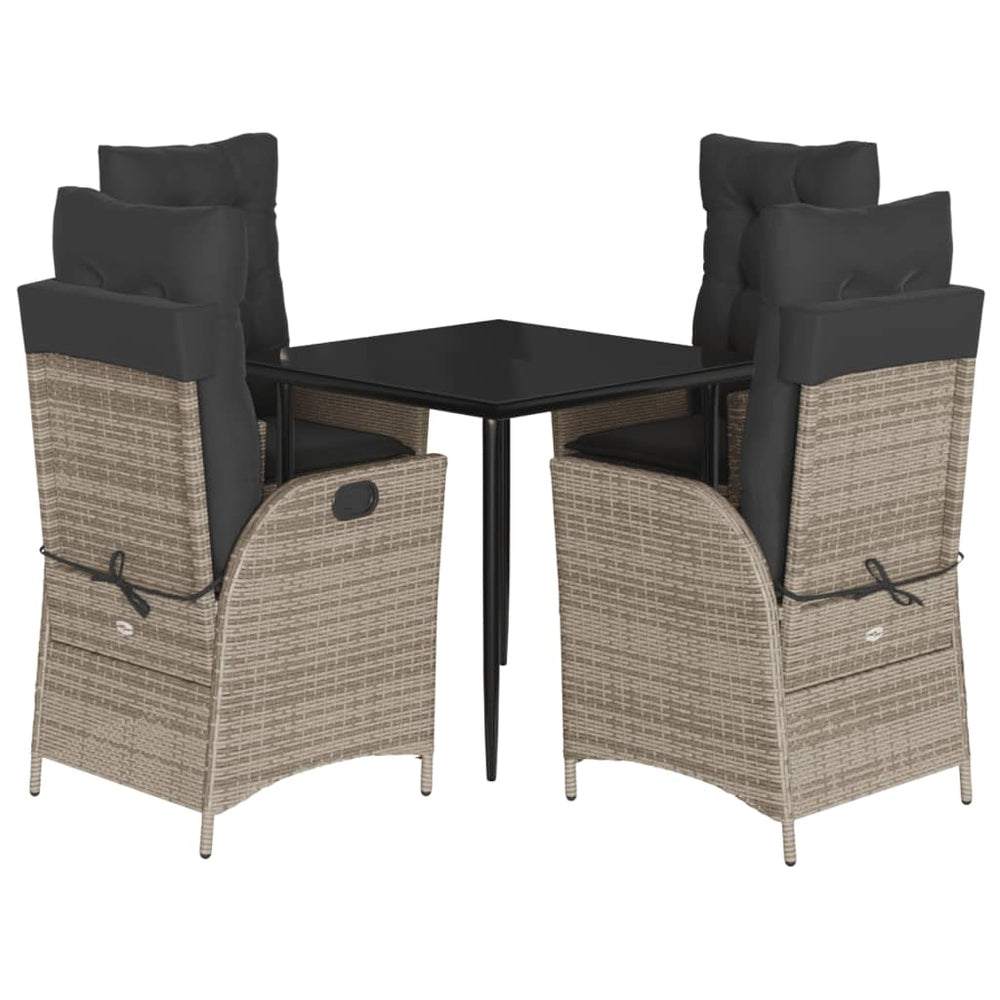 Set Mobilier De Grădină Cu Perne, 5 Piese, Gri, Poliratan