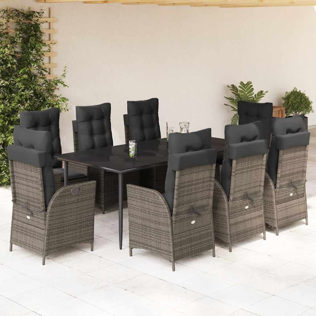 Set Mobilier De Grădină Cu Perne, 5 Piese, Gri, Poliratan