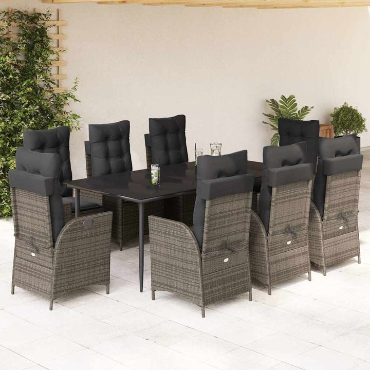 Set Mobilier De Grădină Cu Perne, 5 Piese, Gri, Poliratan