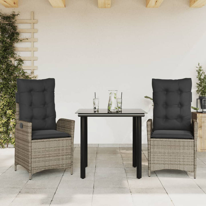 Set Mobilier De Grădină Cu Perne, 7 Piese, Gri, Poliratan