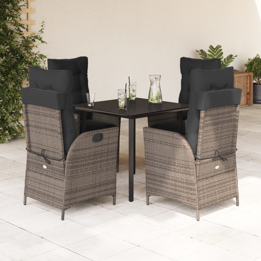 Set Mobilier De Grădină Cu Perne, 7 Piese, Gri, Poliratan