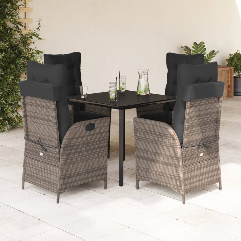 Set Mobilier De Grădină Cu Perne, 7 Piese, Gri, Poliratan