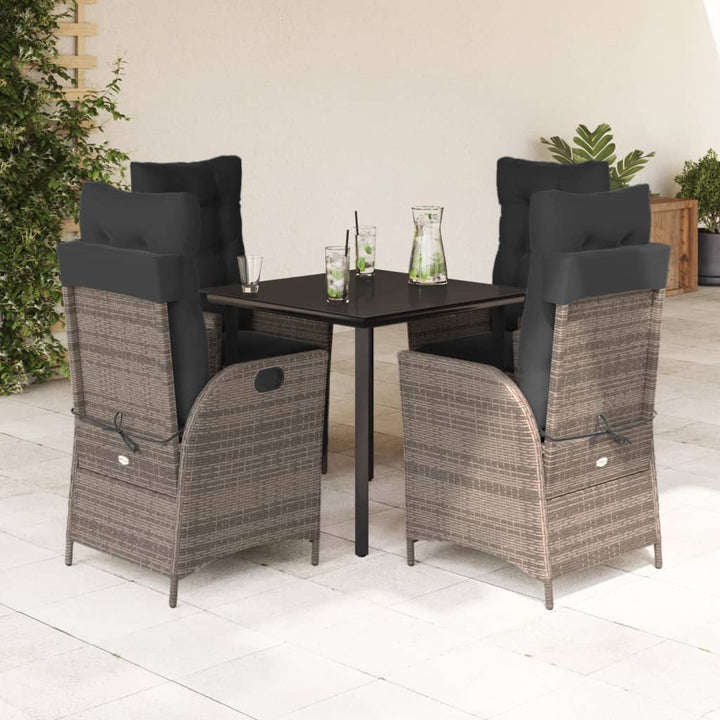 Set Mobilier De Grădină Cu Perne, 7 Piese, Gri, Poliratan