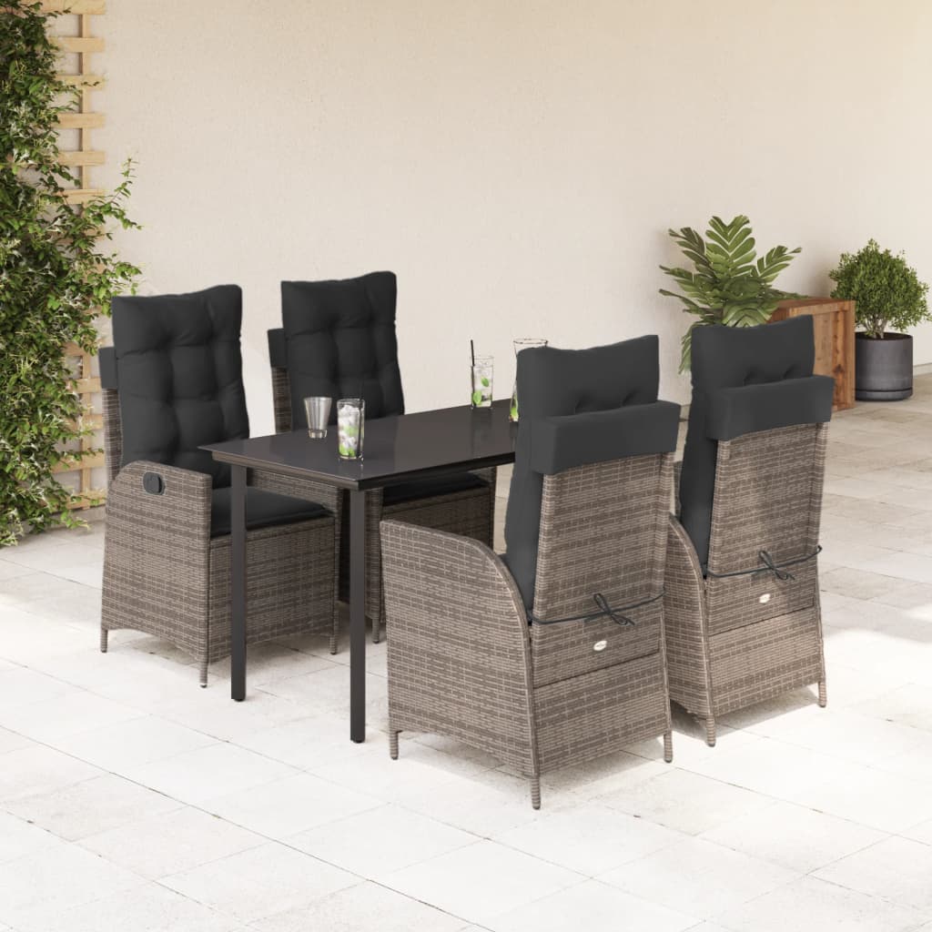 Set Mobilier De Grădină Cu Perne, 7 Piese, Gri, Poliratan