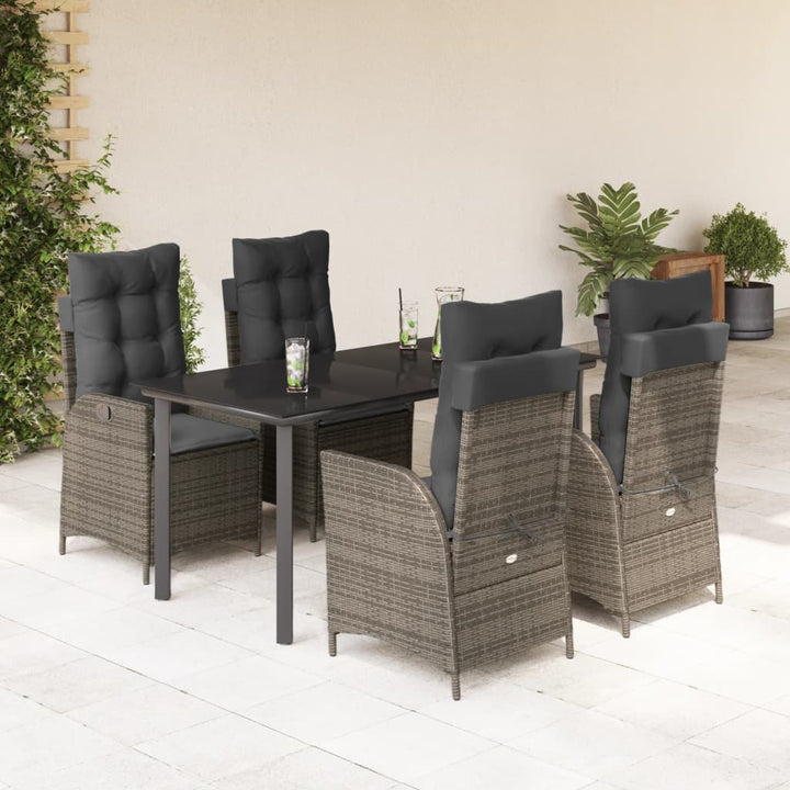 Set Mobilier De Grădină Cu Perne, 7 Piese, Gri, Poliratan