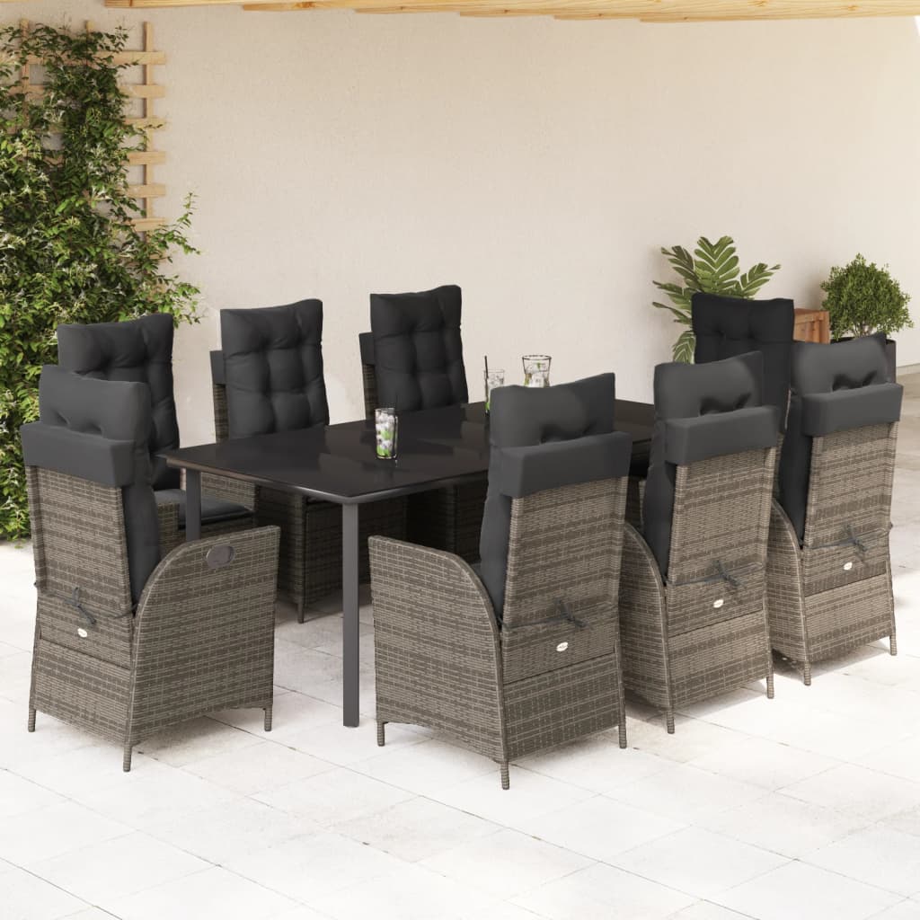 Set Mobilier De Grădină Cu Perne, 7 Piese, Gri, Poliratan